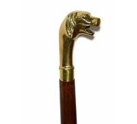 Vintage Brass Dog Head Walking Stick - 36 Inch Handmade Wooden Foldable Adjustable Length Victorian Designer Gift for Men & Women,