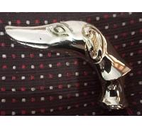 Vintage Brass Dog Head Walking Stick, Decorative Ring Handle, Chrome Finish