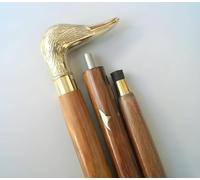 Vintage Brass Duck Head Handle Wooden Walking Stick Cane Victorian Antique Gift