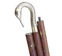 Vintage Brass Duck Head Walking Stick - 36" Foldable Wooden Shaft Victorian Comfortable Antique Style Designer Gift for Men & Women,