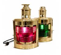 Vintage Brass Electric Green/Red Lamp Maritime Ship Lantern Boat Light Home Decorative Port & Starboard Lanterns Maritime (Set of 2) Rustic Vintage Home Decor Gifts