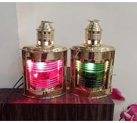 Vintage Brass Electric Green/Red Lamp Maritime Ship Lantern Boat Light Home Decorative Port & Starboard Lanterns Maritime (Set of 2) Rustic Vintage Home Decor Gifts