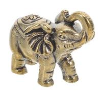 Vintage Brass Elephant Statue Miniature Fengshui Wealth Decor Showpiece for Home Office Desk