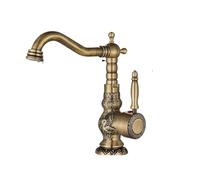 Vintage Brass Faucet - Rotatable Hot & Cold Mixer Tap, Durable Single Handle Deck Mount, Elegant Antique Fixture for Kitchen & Bathroom, Premium Quality Finish