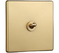 Vintage Brass for TOGGLE Switch Gold Wall Light Switch Retro Electrical Socket Cover PC Flame Retardant Panel Self Locking Mechanism Red Copper Contacts 86x86mm(1 Gang)