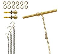 Vintage Brass Gallery Rod for Art Display | Adjustable Wall-Mounted Track with 1m Chain Set | Rustic 2.10m Hanging System for Canvas Paintings & Bedroom Decor