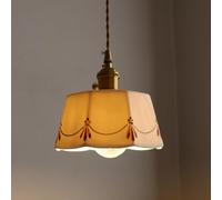Vintage Brass Glaze Ceramic Lantern - Retro Print Accent Light for Bedroom Dining Bar Bathroom Farmhouse Hallway & Bay Window Décor