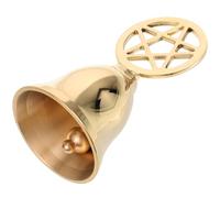 Vintage Brass Handheld Bell Pentagram Meditation Tarot Ceremony Accessory | Ringing Tone, Polished Finish, Classic Golden Colour, Suitable for Altar Rituals, Nursing Care Calls and Restaurant Service