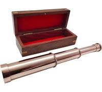 Vintage Brass Handheld Telescope with Copper Finish - “God is with You Wherever You Go” | Spyglass in Wooden Box Home Decor Pirate Telescope