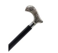 Vintage Brass Handle Walking Stick Carved Tip Handle Cane for Grandparents Antique Gift by Traditional Handicraft