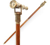 Vintage Brass Handle with Compass Wooden Cane Walking Stick Walking Cane for Men - Nautical Hoem Decor.