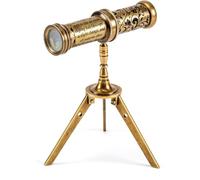 Vintage Brass Kaleidoscope with Decorative Stand, Antique Style Telescope with Floral Pattern, Inspirational Quote Design