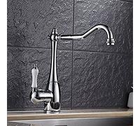 Vintage Brass Kitchen Faucet, Classic European American Retro Design, Chrome-Plated Copper, Dual Function for Kitchen and Bathroom Sinks, Perfect for Vegetable Washing