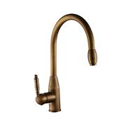 Vintage Brass Kitchen Faucet, Single Handle Copper Mixer Tap with Pull Down Sprayer, 360° Rotating Bar Sink Faucet, Bronze Finish for Modern Kitchens
