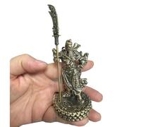 Vintage Brass Laughing Buddha Statue,Solid Metal Mini Chinese Fengshui Figurine Garden Dollhouse Collection Lucky Ornaments for Desk Decor,Car Attracting Money Wealth&Success (Brass -Guan Yu)