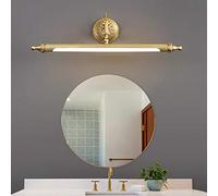 Vintage Brass LED Bathroom Mirror Light Adjustable Head 3 Color Temperatures Retro IP44 Wall Sconce for Makeup Art Display & Vanity Cabinet Lighting