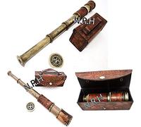 Vintage Brass Nautical Telescope - Antique Dollond London Spyglass with Embossed Leather Box for Decor and Gifting