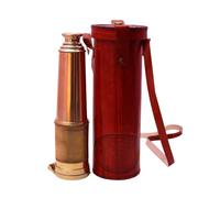 Vintage Brass Nautical Telescope with Built-in Compass and Leather Case | 18" Foldable Handheld Monocular for Outdoor Adventures, Collectibles & Decor by DA ANCEIN