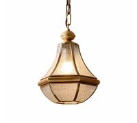 Vintage Brass Pendant Light Fixture with Frosted Glass Shade - Waterproof Antique Lantern for Kitchen, Dining Room, Hallway - Stylish Downlight, Anti-Rust Design