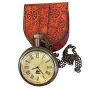 Vintage Brass Pocket Watch Antique Berlin 1936 with Leather Case Gift Marine