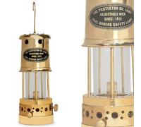 Vintage Brass Protector Oil Lamp - 7.5” Coal Miner’s Safety Lantern with Adjustable Wick - Antique Nautical Kerosene Lamp for Home, Office, Rustic Decor & Collectors