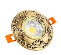 Vintage Brass Recessed LED Panel Lights Classical Carving Integrated Cabinet Embedded Downlight
