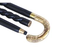 Vintage Brass Rosewood Handle Black Wooden Walking Stick Nautical Canes, Wooden Handmade Foldable Walking Stick, Light Weight Strong and Comfortable Best Gift for Men and Women, Marriage, Anniversary