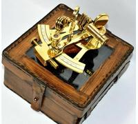 Vintage Brass Sextant - Nautical 4-Inch Marine Navigation Instrument with Leather Box | Collectible Maritime Decor Gift for Sailors & Explorers,