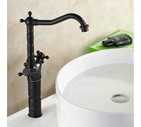 Vintage Brass Sink Faucet - Bathroom Mixer Tap for Hot & Cold Water - Copper Wash Basin Taps - Elegant Black Design - Ideal for Kitchen & Bathroom Renovation