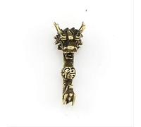 Vintage Brass Statue Chinese Ancient Dragon Head Artifact Blessing Sculpture Feng Shui Ornament Brass Figurines Desk Decoration Keychain Pendant Art collection