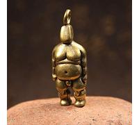 Vintage Brass Statue Fat Man Sculpture Mini Figurines Cool Trendy Hiphop Punk Character Figurine Copper Car Keychain Pendant Desk Decoration Accessories Art collection