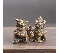 Vintage Brass Statue,Miniature Brass Figurines,Chinese Feng Shui,1 Pair Pure Copper Lucky Lion King Figurines Miniatures Desk Ornaments Antique Bronze Chinese Animals Statue Home Feng Shui Decor