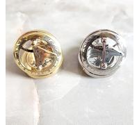 Vintage Brass Sundial Compass Set, 1.75 inch, Gold and Silver Polish, 2-Piece Push Button Design