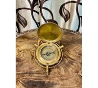 Vintage Brass Sundial Compass with Leather Case - Antique Maritime Nautical Desk Decor & Working Directional Instrument, Gift for Sailors, Hikers & Collectors