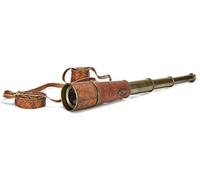 Vintage Brass Telescope 10X Power Lens, Hanging Leather Strap, Collector Spyglass, Nautical Gifts for Men, Baptism, Communion, to Son from Dad Mom