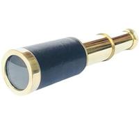 Vintage Brass Telescope, 6-inch Lens, Black Leather Wrapped, Handheld