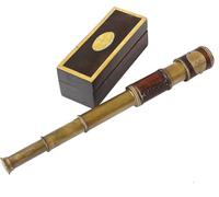 Vintage Brass Telescope Marine Spyglass with Leather & Wood Handle Enhance Your Nautical Decor with This Antique Brass Telescope, Ideal for Outdoor Adventures; Includes a Wooden Storage Box.