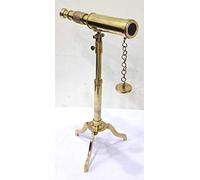 Vintage Brass Telescope On Tripod Stand Antique Desktop For Home Decor & Table Accessory Nautical Spyglass Telescope For Navy And Outdoor Adventures. Antique Sailor Boat Nautical Telescopes