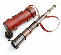 Vintage Brass Telescope Victorian 1915 Nautical Replica with Wooden Box 20" Inch Brass Finish & Lens Cover Antique Replica Spyglass Scope