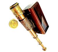 Vintage Brass Telescope with Decorative Case, Antique Nautical Design