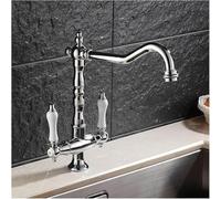 Vintage Brass Two-Handle Kitchen Faucet - Elegant Hot & Cold Water Mixer Durable Stylish Design for Modern Sinks Perfect for Kitchen Renovations and Upgrades