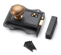 Vintage Brass Victorian Rim Lock with Antique Door Knobs - Classic Cottage Style Hardware for Home Décor