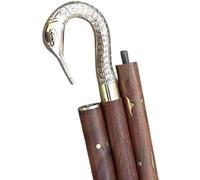 Vintage Brass Walking Handle - 36" Adjustable & Folding Wood Lightweight Detachable Victorian Style Gift for Men Women Antique Designer Look (Gold Handle &