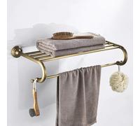 Vintage Brass Wall Mounted Towel Rack - 2-Tier Bathroom Storage Shelf - Multifunctional Towel nizer & Rail - Stylish Home Decor for Bathroom Accessories