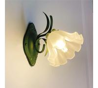 Vintage Brass Wall Sconce Green Glass Lampshade 1-Light Up Down Vanity Wall Lamp for Bedroom Bedside Bathroom Doorway Wall Mounted Light E26/E27 Base