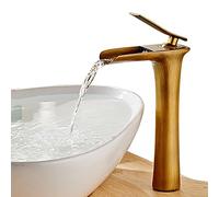 Vintage Brass Waterfall Bathroom Kitchen Countertop Faucet Retro Tall Spout Mixer Tap for SportTent