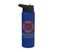 Vintage Bravery Sacrifice Firefighter First-Responder Art Stainless Steel Insulated Water Bottle