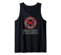 Vintage Bravery Sacrifice Firefighter First-Responder Art Tank Top