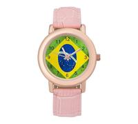 Vintage Brazil Flag Elegant Women Watch Leather Strap Simplicity Watches Ladies Round Face Wristwatch