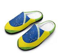 Vintage Brazil Flag Men's House Slippers Memory Foam Shoes Indoor Outdoor Warm Cotton Slipper 13-14（46-47）